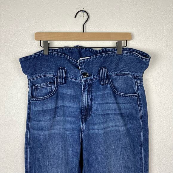 Hidden paper bag waist dark wash denim jeans size 28 - Picture 3 of 9